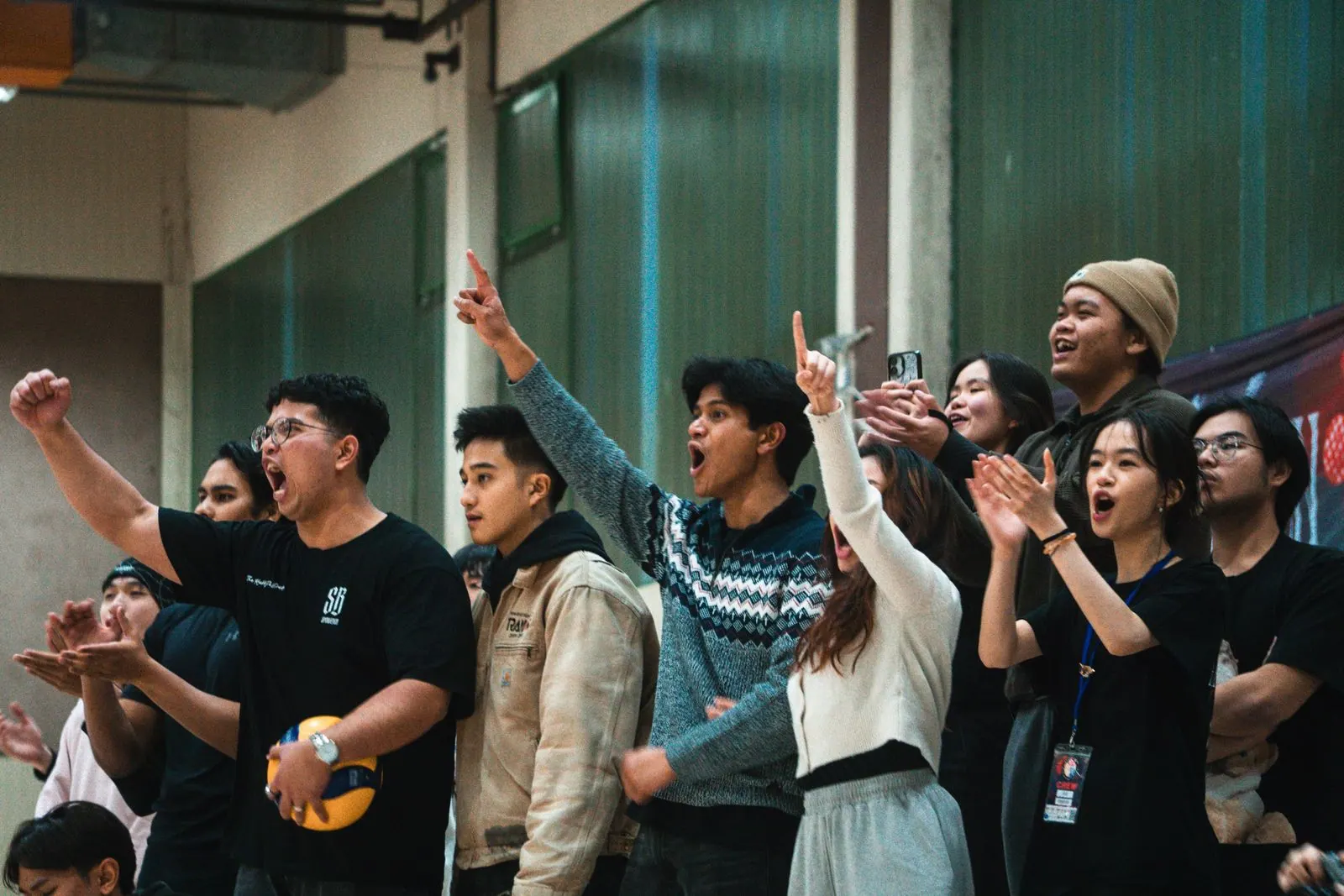 Participants cheering together
